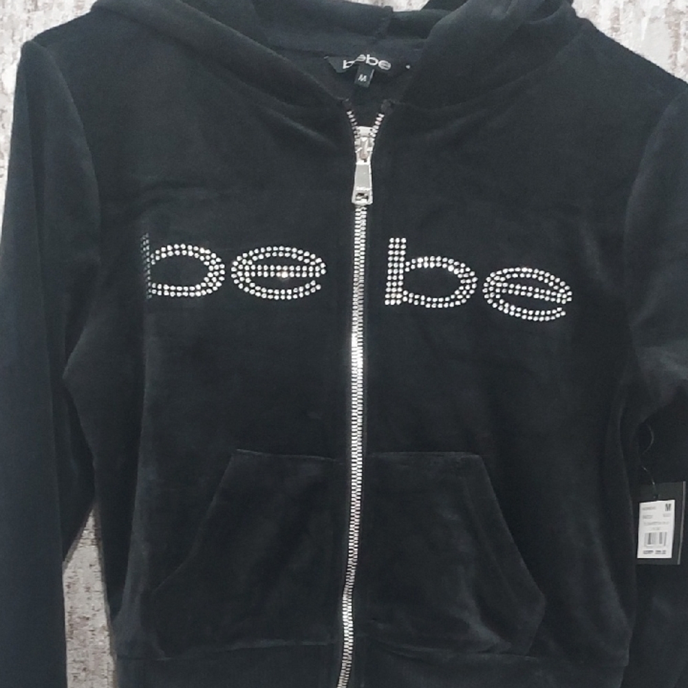 Bebe Black Velour Kids Hoodie